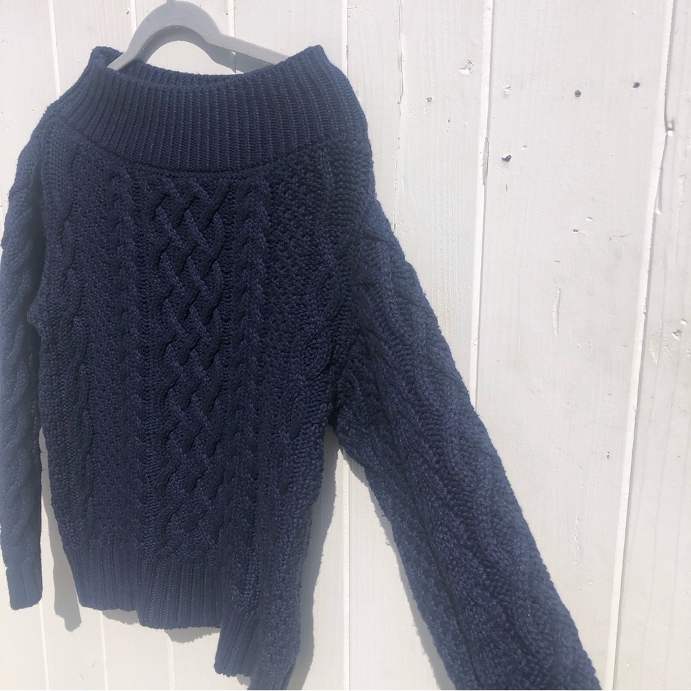Self-Portrait Cable Knit Chunky Navy Blue Sweater Small - Picture 3 of 9